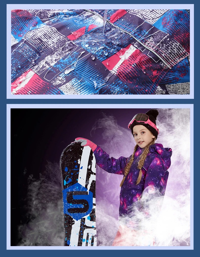 Winter Girls Clothing Sets Fleece Hooded Jackets Overalls Kids Ski Suits Outdoor Sports Children Skiing Outfits Teens Clothes