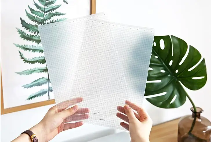 3pcs Simple Transparent PP Test Grid Pad A4 Cutting Mat Desktop Stationery Ruler With Calibrated Writing Board