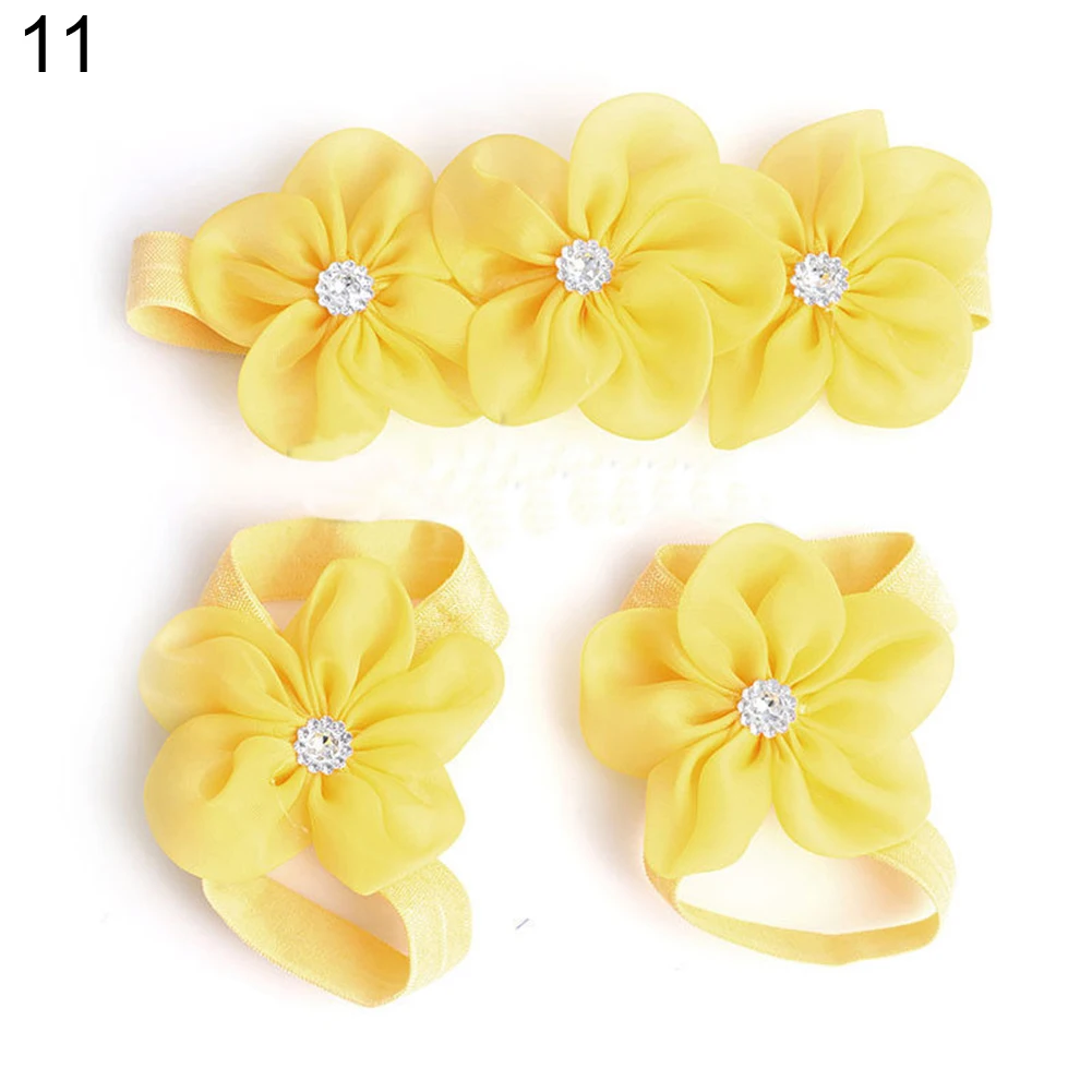 3 Pcs/Set Baby Girl Little Princess Barefoot Rhinestone Foot Flower Headband | Детская одежда и обувь