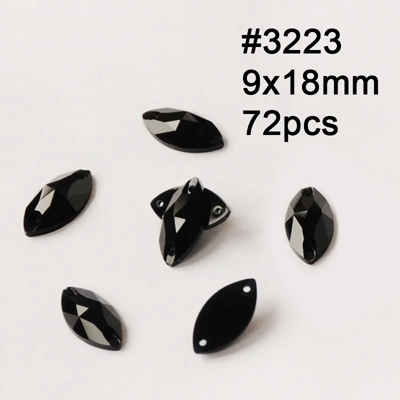 Navette 9X18mm 72pcs K9 кристалл зеркало стразы смешанной формы черный реактивный стекло плоская задняя Пришивные коготь стразы, diy аксессуары для одежды - Цвет: Navette 9X18mm 72pcs