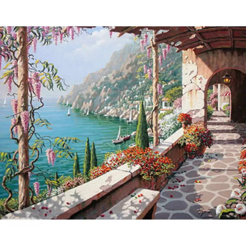 Landscape Framed Pictures DIY Painting By Numbers Wall Art Acrylic Painting On Canvas Drop Shipping For Wedding Decor GX25867 - Цвет: GX6802