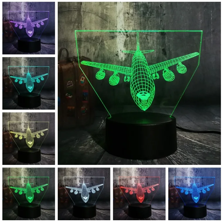 Touch One 7 Color Новые удивительные Дистанционное Управление 7 цветов изменения 3D светодиодный ночной Светильник самолет настольная лампа друг Семья платье, платье для дня рождения, Рождественский подарок вулканической лавы - Испускаемый цвет: Touch One 7 Color