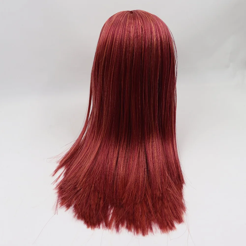 blyth doll icy RBL scalp and dome oily hair long straight hair red brown hair for DIY custom doll