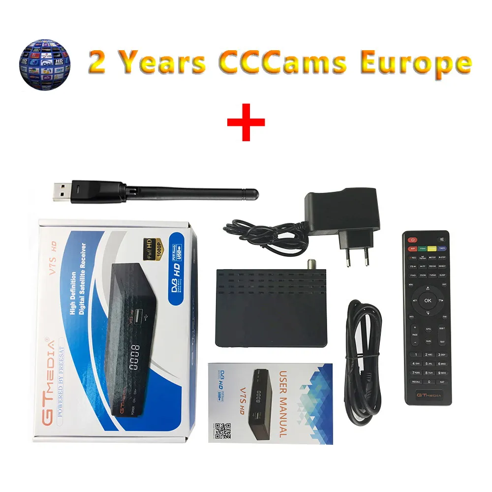 V7S WiFi 2year Cline GTmedia V7S HD спутниковый ресивер с USB WiFi 2 года CCCam линия Европа поддержка PowerVu Biss 3g Youtube DVB-S2 декодер Freesat - Цвет: V7S WiFi 2year Cline
