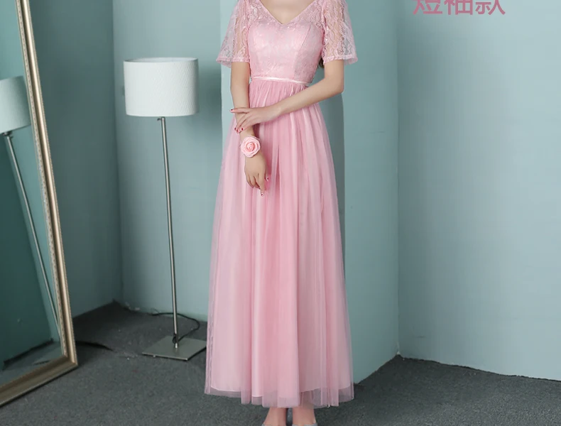 Vestido Longo розовое платье подружки невесты Новое Элегантное платье трапециевидной формы с v-образным вырезом серое длинное платье для свадебной вечеринки