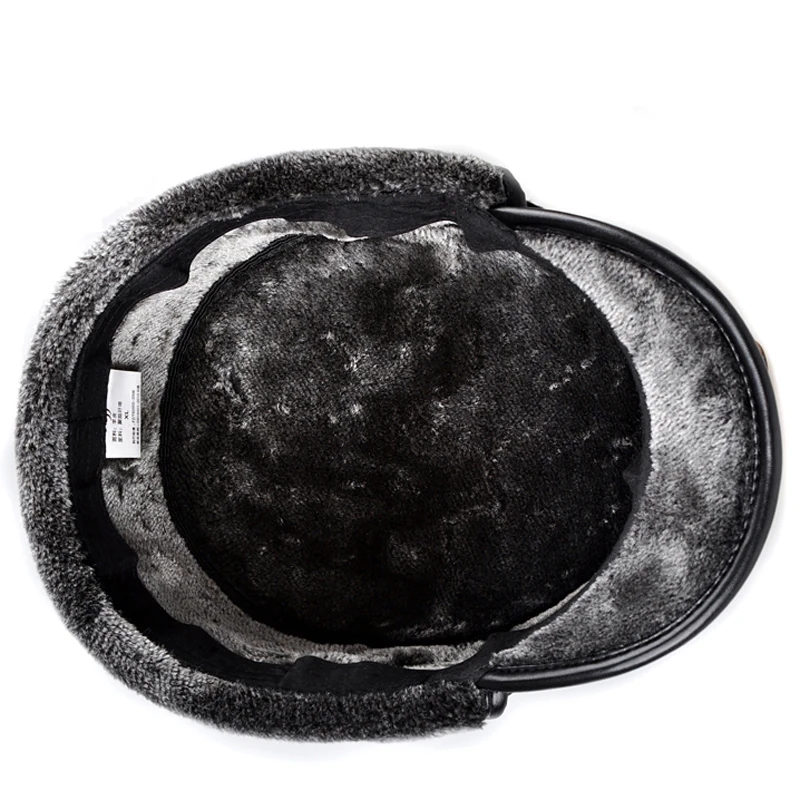 Мужская 100% натуральная кожа овчина snapback Повседневная зимняя шапка-бомбер для