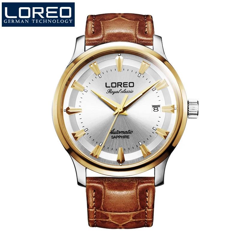 Loreo Классика Серебряный Натуральная сапфировое стекло Чайка механическое