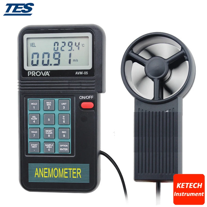 

Hand Held Digital Anemometer Datalogging Air Flow Meter Wind Speed Measurement RS-232 Interface Software Memory-type AVM07
