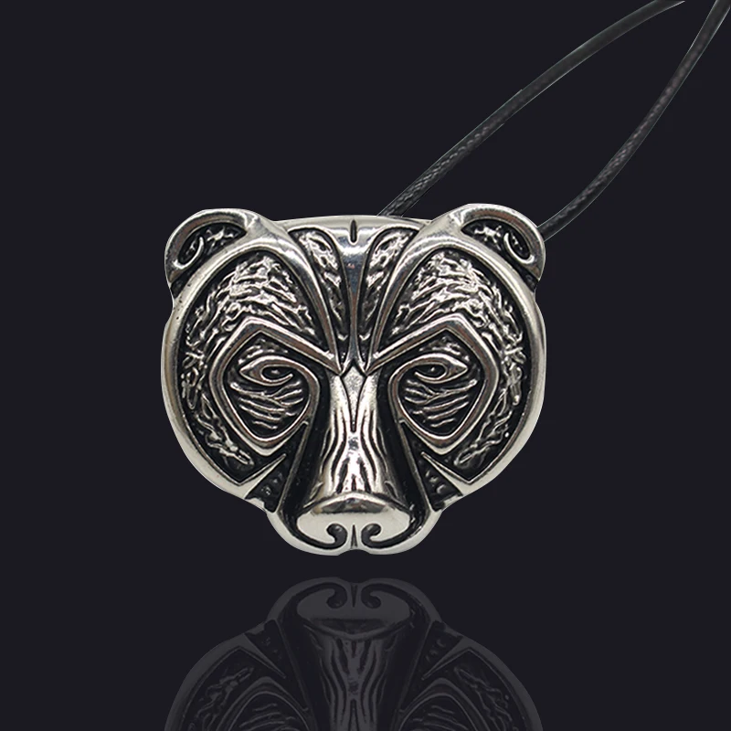 Классический скандинавской мифологии Цепочки и ожерелья Jewelry большой черный медведь голова животного Подвески колье змея цепи Цепочки и ожерелья
