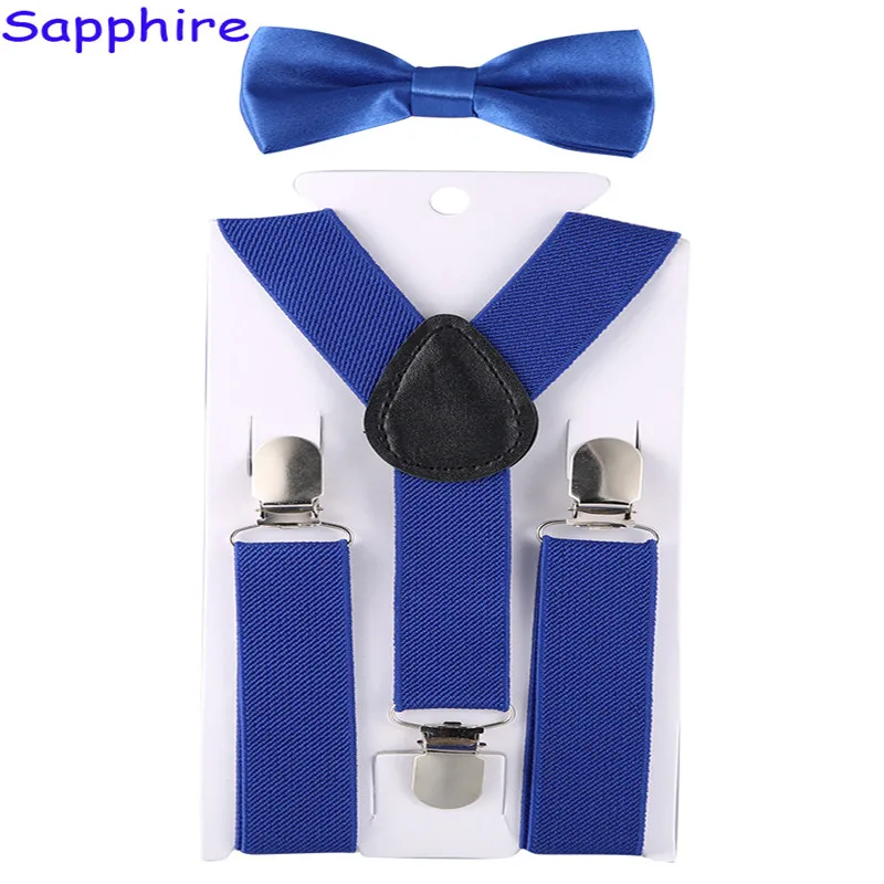 Fashion Kids Suspenders with Bowtie Children Bow Tie Set Boys Braces Girls Adjustable Suspenders Baby Wedding Ties Accessory - Цвет: Royal Blue