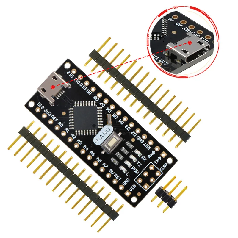 Nano V3.0 для Arduino, Keywish Micro USB, ATmega328P 5 в 16 м CH340 Nano плата, высокое качество PCB материал, погружение золото