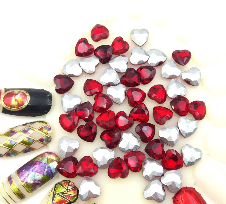 50 шт. стеклянные стразы для дизайна ногтей в форме сердца | Красота и здоровье