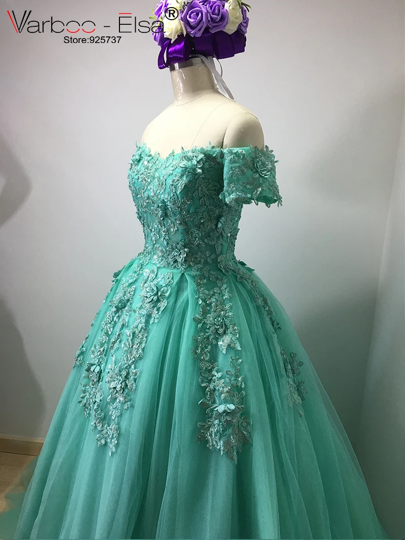 VARBOO_ELSA 2018 vestido de festa мятно зеленые фатиновые вечерние платья длинная блестящая