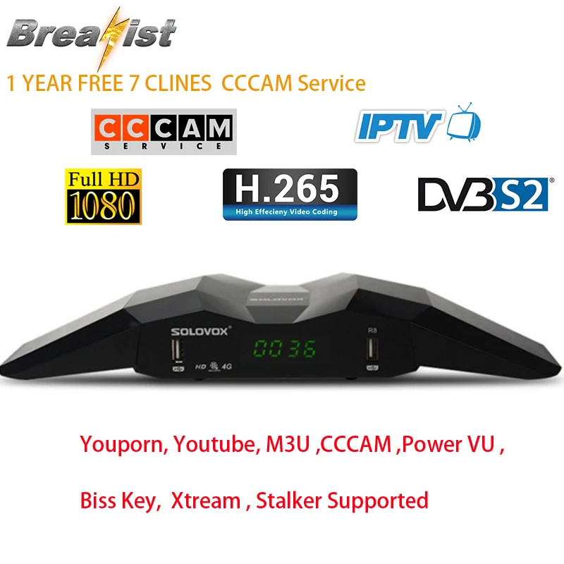 R8 DVB S2 4K спутниковый ресивер с 1 годовым бесплатным CCCam Европейский сервис Clines Spain