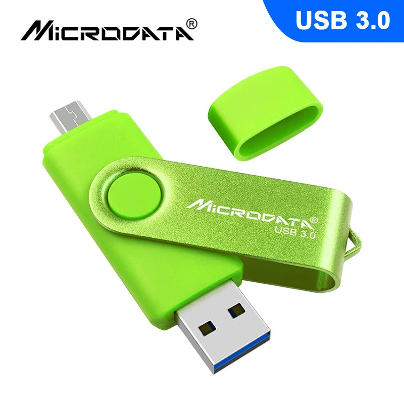 USB3.0 OTG флеш-накопитель 64 ГБ USB флэш-накопитель 128 ГБ флэш-накопитель высокого Скорость 16 Гб оперативной памяти, 32 Гб встроенной памяти металла cle USB флеш-накопитель для Android телефонов/планшетов Android/ПК - Цвет: Green