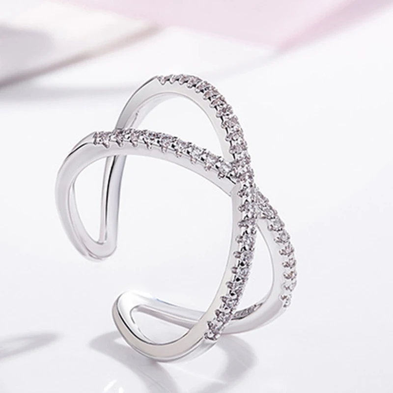 Кольцо Bague Ringen Новые поступления 925 пробы серебро открытое циркониевое кольцо