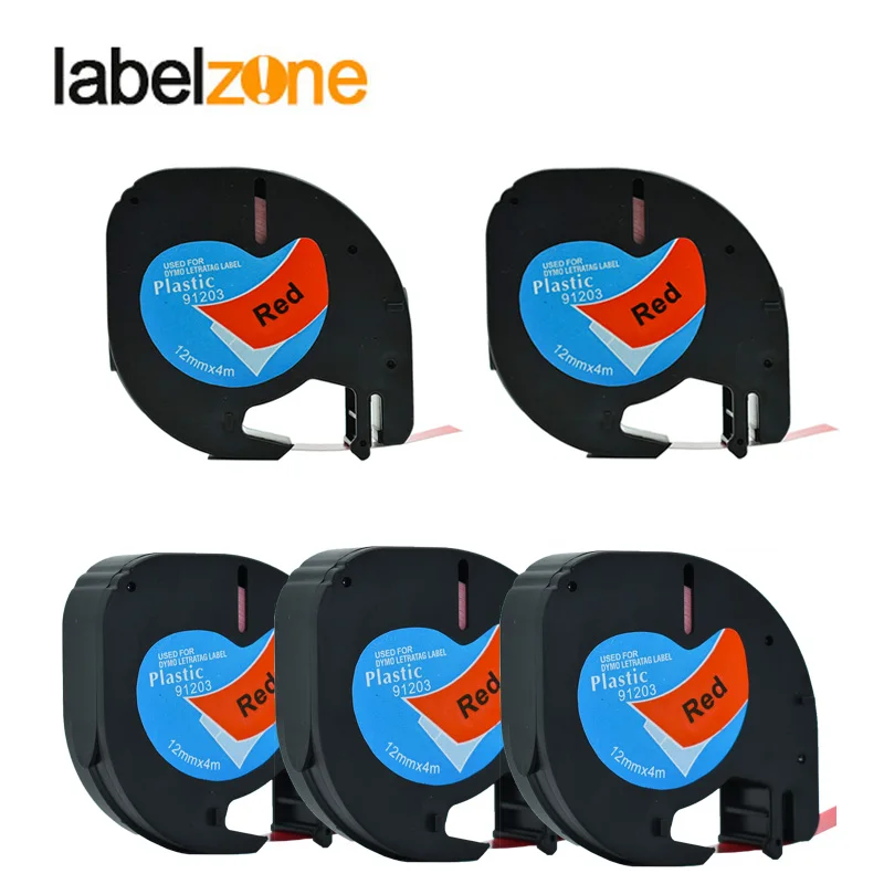 LABELZONE 5 шт. 91203 этикетка 12 мм совместимый с Dymo Letratag принтерами LT91203 LT пластиковые