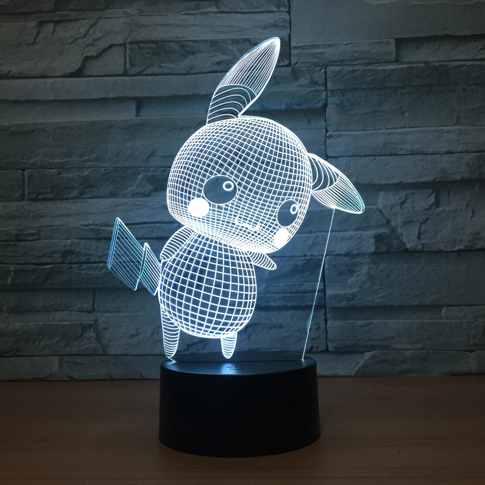 Kawaii Покемон го Пикачу 3D ночные огни атмосфера настроения лампа Мега сенсорный