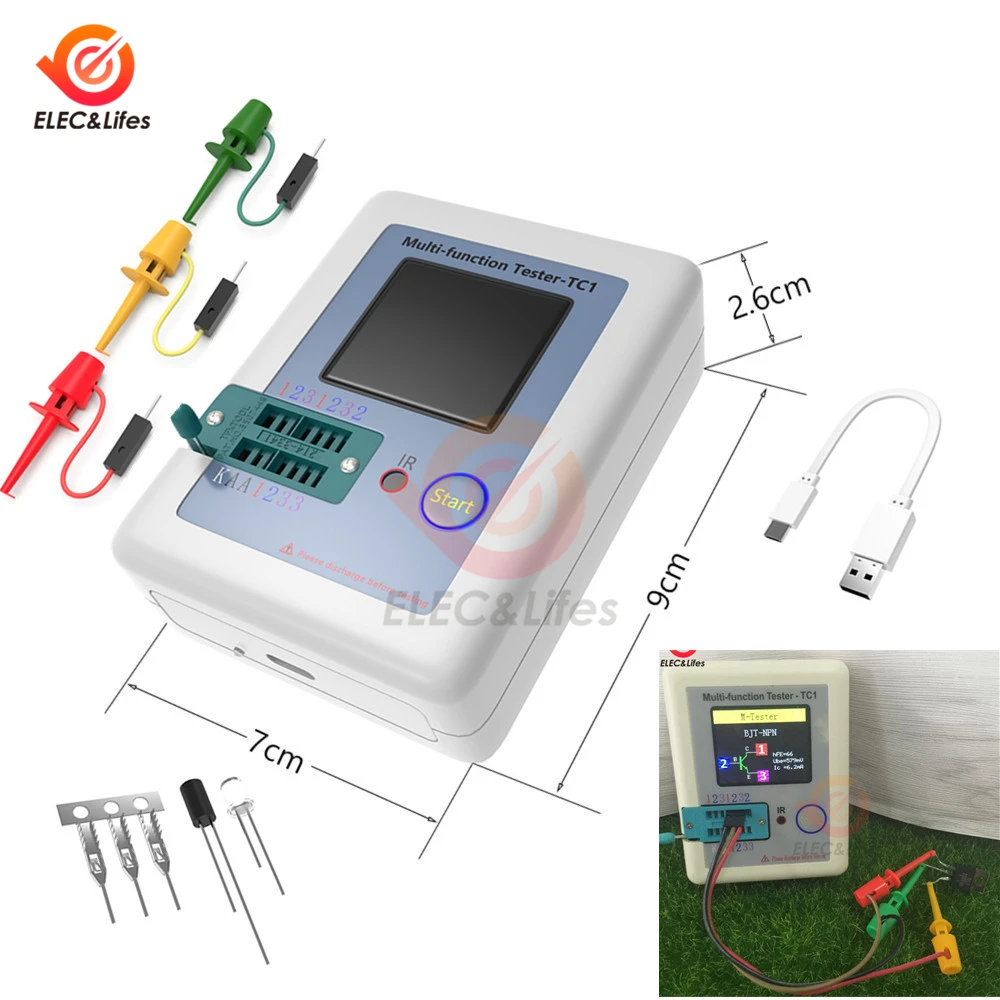 LCR-TC1 LCR-T7 TFT цветной дисплей цифровой Транзистор тестер NPN PNP MOSFET Зенер диод Тестер Многофункциональный измеритель емкости ESR