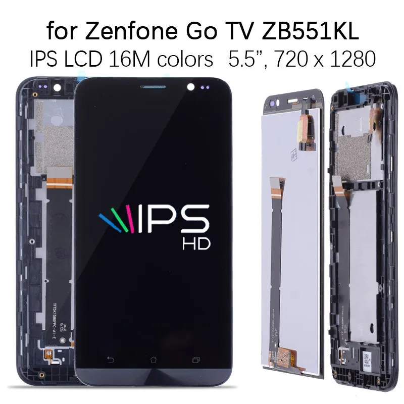 Дисплей для ASUS Zenfone Go ZB551KL LCD в сборе с тачскрином на рамке черный