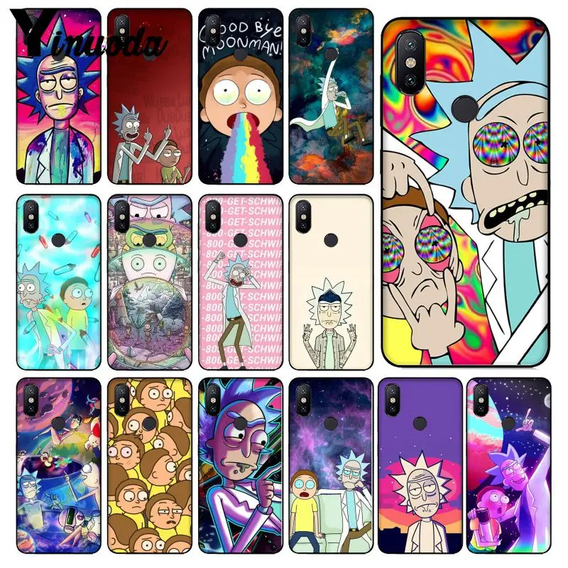 Умный чехол Yinuoda rick and morty черный мягкий для телефона Redmi 5 plus Note Xiaomi Mi 6 8 SE