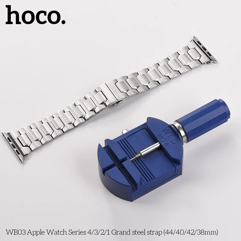 Ремешок HOCO Pinhen из нержавеющей стали для Apple Watch серии 5, 4, 3, 2, металлические Смарт-часы, подходят для Iwatch 44 мм, 42 мм, 40 мм, 38 мм