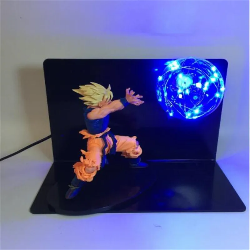 Цвет: желтый Dragon Ball Z Вегета Сон Гоку игрушечный стол лампа Супер Saiyan декоративная лампа накаливания Аниме Драконий жемчуг зет Гоку лампа Dragon Ball подарок 110 В 220 В - Цвет абажура: Цвет: желтый
