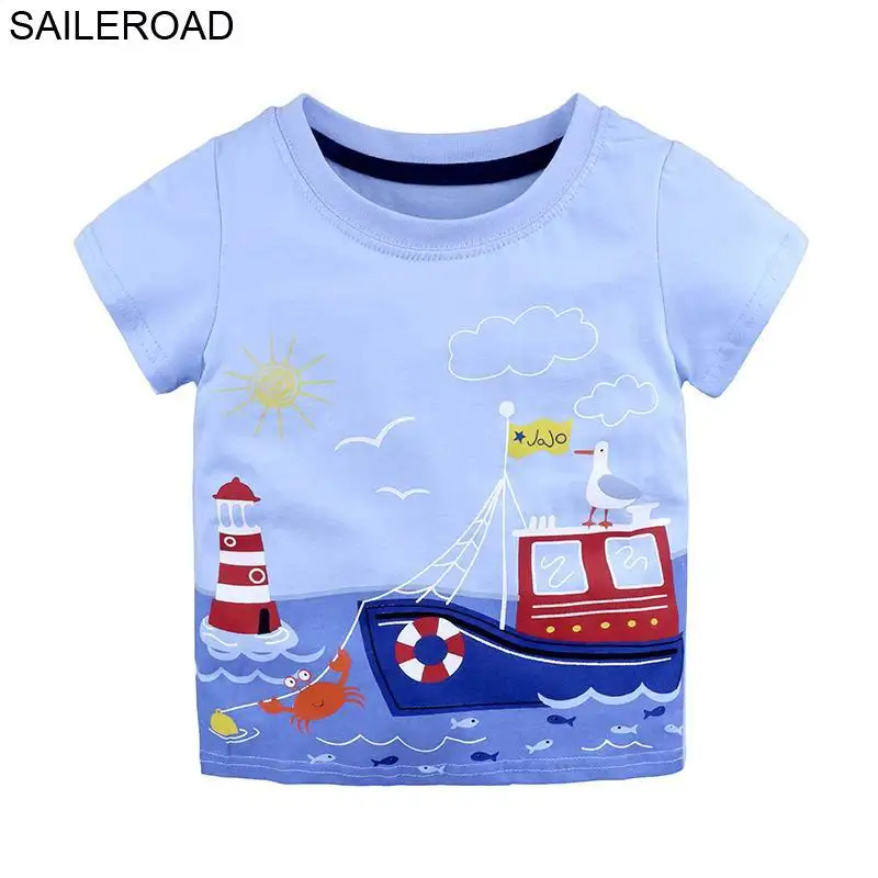 SAILEROAD/футболка с принтом динозавра для мальчиков, летняя одежда для девочек, топы, одежда с короткими рукавами для детей 6 лет футболки для малышей