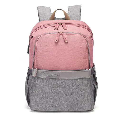 Pink Модная сумка для подгузников, рюкзаки для молодой мамы, папы, USB, уход за ребенком, сумки для кормления, дорожные рюкзаки для коляски, комплект - Цвет: Pink