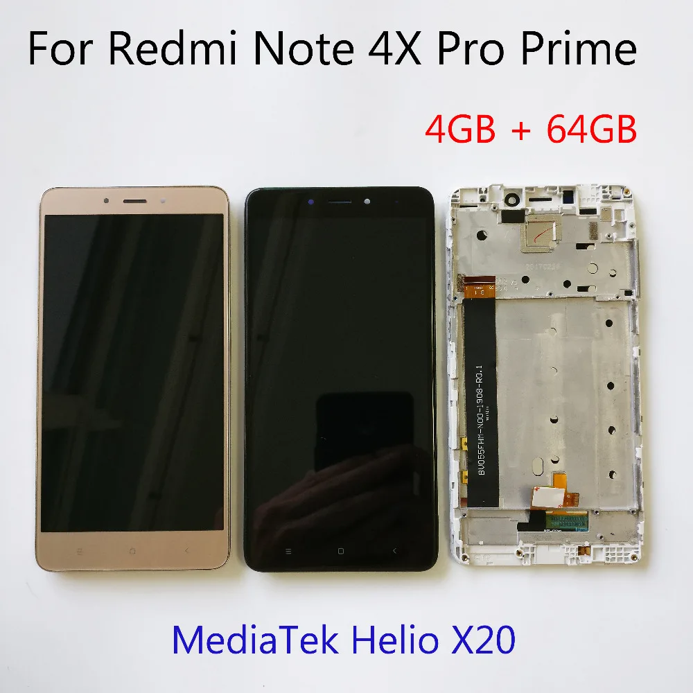 ЖК дисплей с сенсорным дигитайзером в сборе MTK Helio X20 рамкой для Xiaomi redmi note 4X pro prime 4