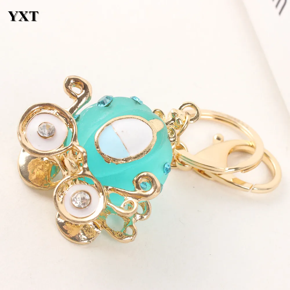 

Pumpkin Carriage Creative Resin Crystal Charm Pendant Purse Bag Car Key Ring Chain Lovely Jewelry Accessories Wedding Gift