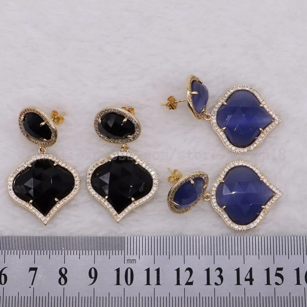 

Fashion Mix color Faceted heart shape stone & metal dangle earrings High quality drop earrings earrings Gems jewelry 2471