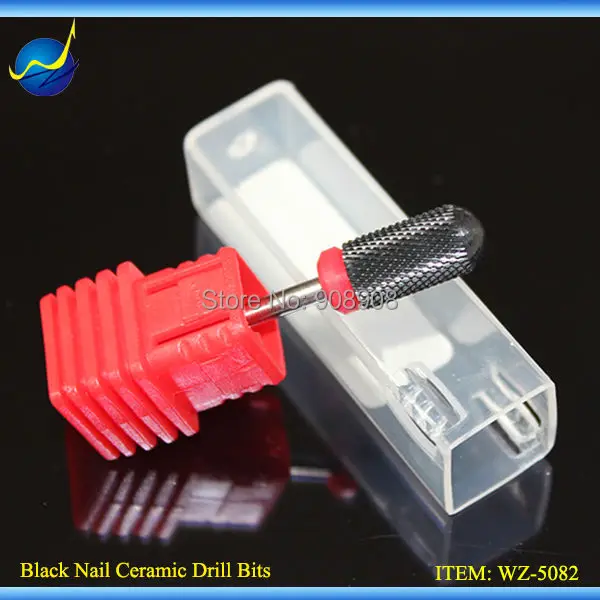 Черное керамисверло для ногтей Большая насадка с шариком-баррелом гладкий верх