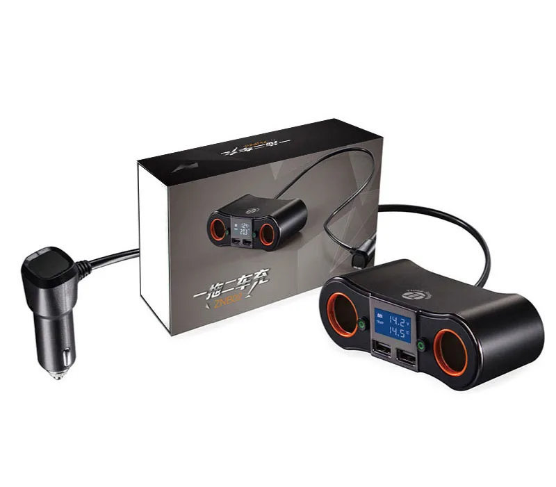 Новое умное автомобильное зарядное устройство с двумя usb портами ЖК дисплей
