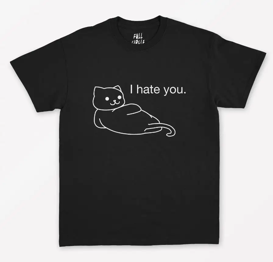 Женская футболка с принтом Cat I Hate You хлопковая Повседневная забавная Футболка для