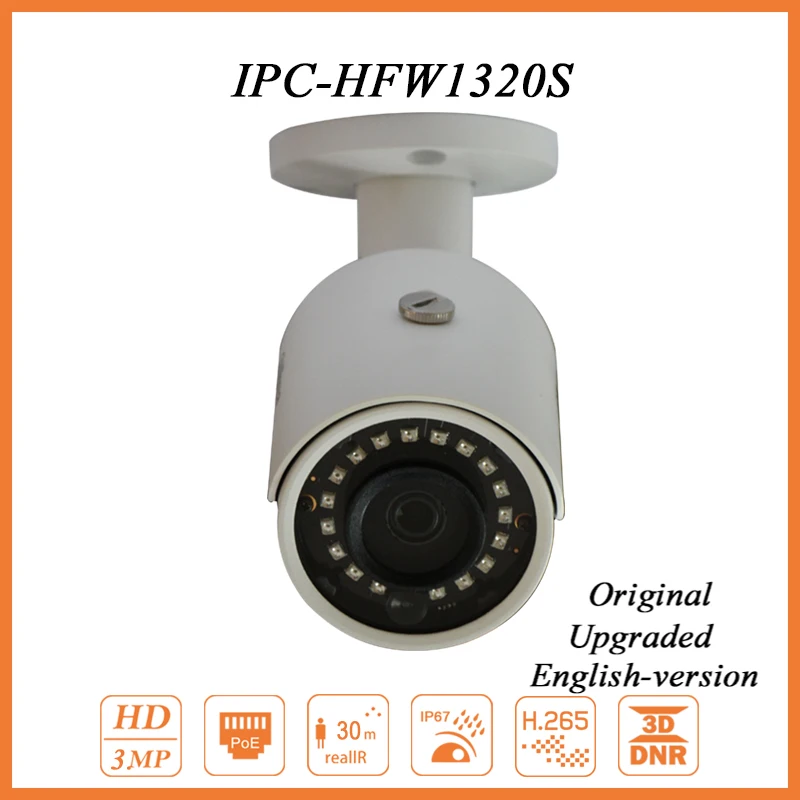 DH IPC HDW1320S 3MP HD CMOS сети IP Камера с PoE ИК 30 м IP67 3D DNR безопасности купольная