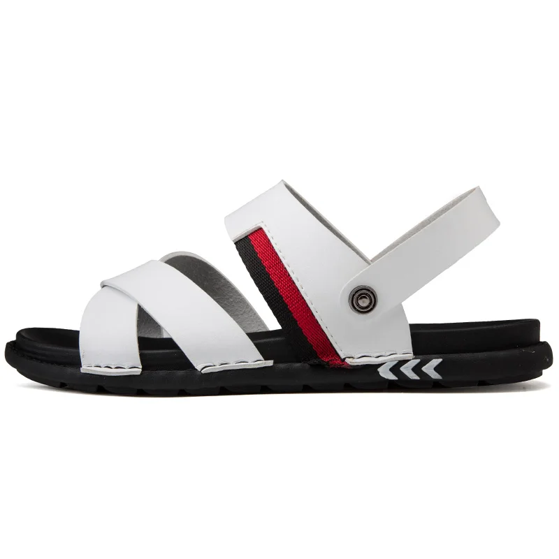 Мужские кожаные сандалии шлепанцы для отдыха удобная мягкая обувь летние