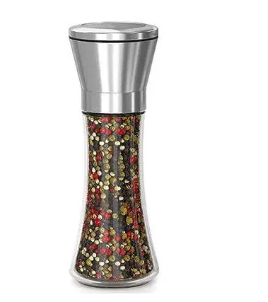 glass long Мельница для соли и перца измельчители из нержавеющей стали морская соль мельница для перечной кукурузы с регулируемой Керамической шлифовальной машиной кухонные инструменты - Цвет: glass long