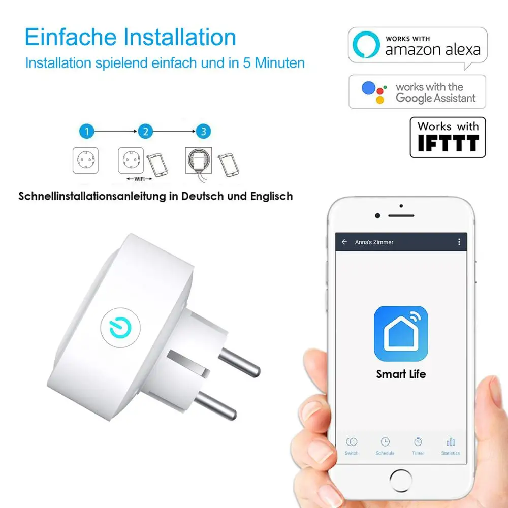 Gosund wifi prise plug EU 4 шт упаковка электрическая мини умная розетка для немецкой