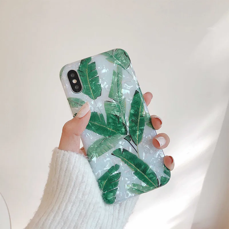 Зеленый лист IMD силиконовый чехол для телефона s iPhone X XS MAX XR Мягкий из ТПУ 8 7 6 6S Plus