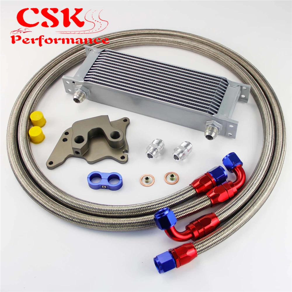 13 Row 248mm AN10 British Oil Cooler Kit Fits For BMW Mini Cooper R56 Supercharger Black/Silver |