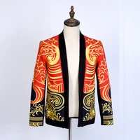 new mens spring and autumn coats men fashion casual luxury gold embroidery robes jackets blazer stage performance clothing s xxl