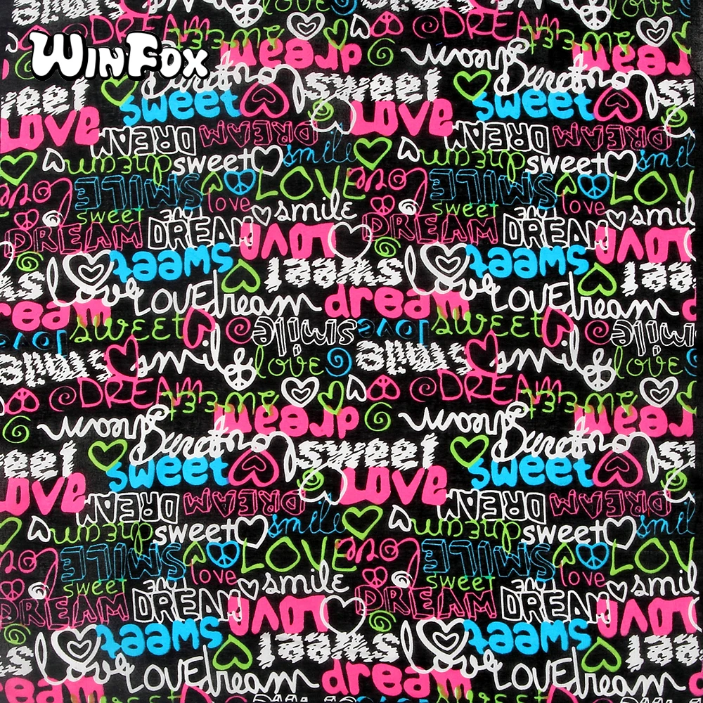 Женский и мужской разноцветный шарф Winfox 100% хлопок с надписью Love Dream в стиле хип