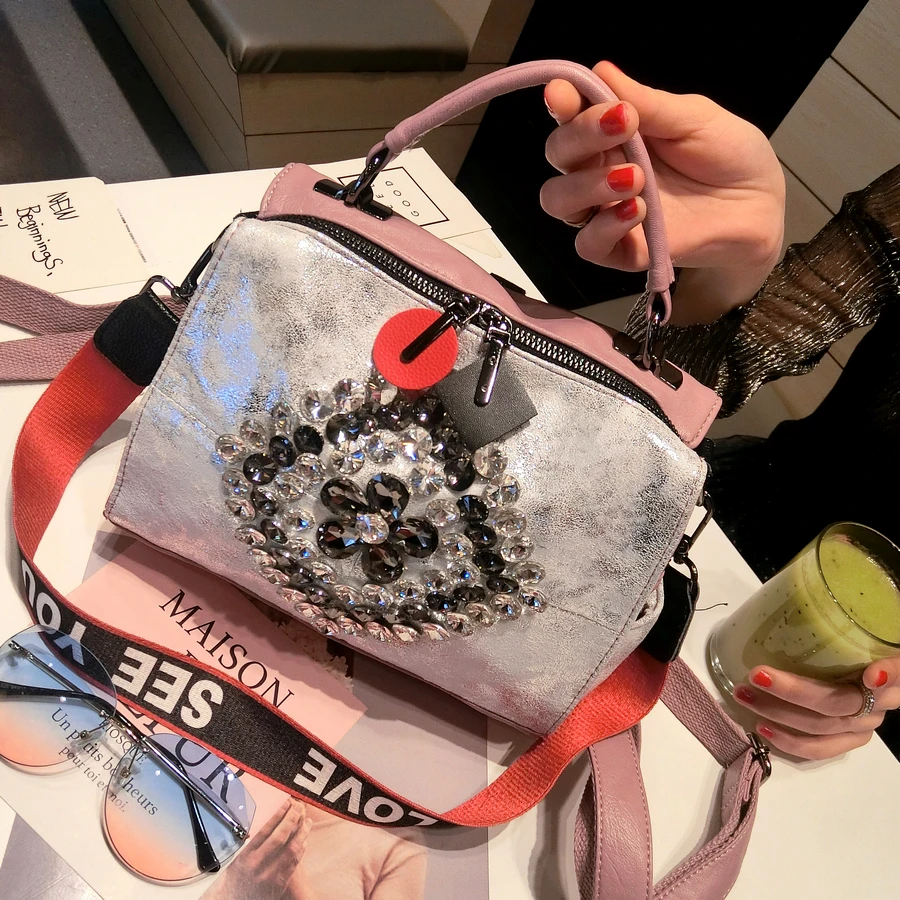 Women Diamonds PU Leather Casual Handmade Woven Tote Bag Vintage Shoulder Retro Large Capacity Messenger Bags | Багаж и сумки