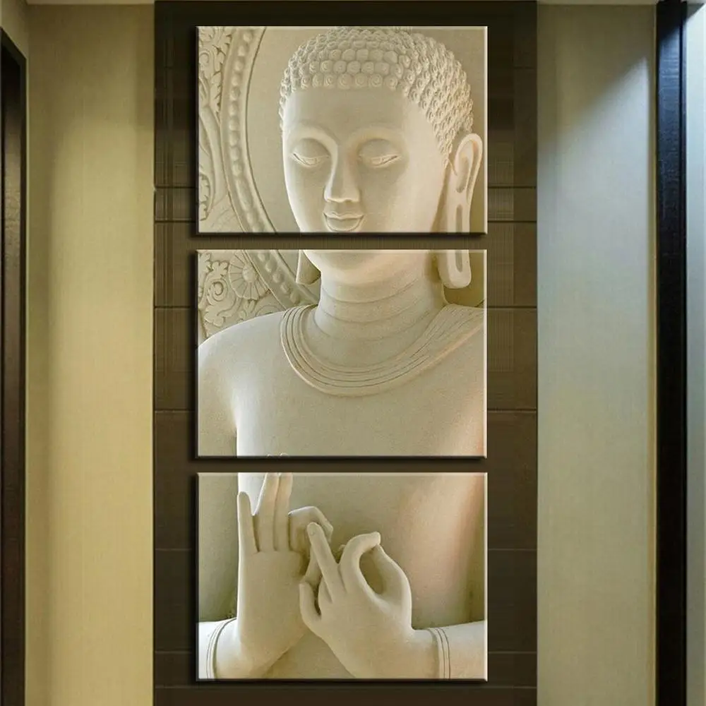 

2018 Modern Buddha Painting Home Decoration White Marble Buddha Art canvas painting Frame