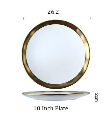 10 Inch Plate NIMITIME Европейский Стиль Керамические Золотые неправильные домашние блюда для бифштекса Западная еда блюдо ужин суп лапша миска посуда - Цвет: 10 Inch Plate