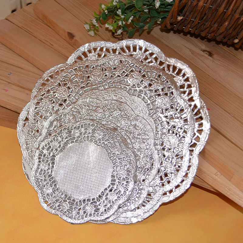 

5.5/6.5/7.5inch gold/siver paper doilies home diy decoration lace accessories round shape 100pcs/lot