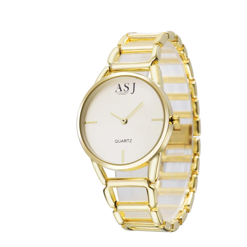 Женские кварцевые часы-браслет из нержавеющей стали 2018 серебристые золотистые