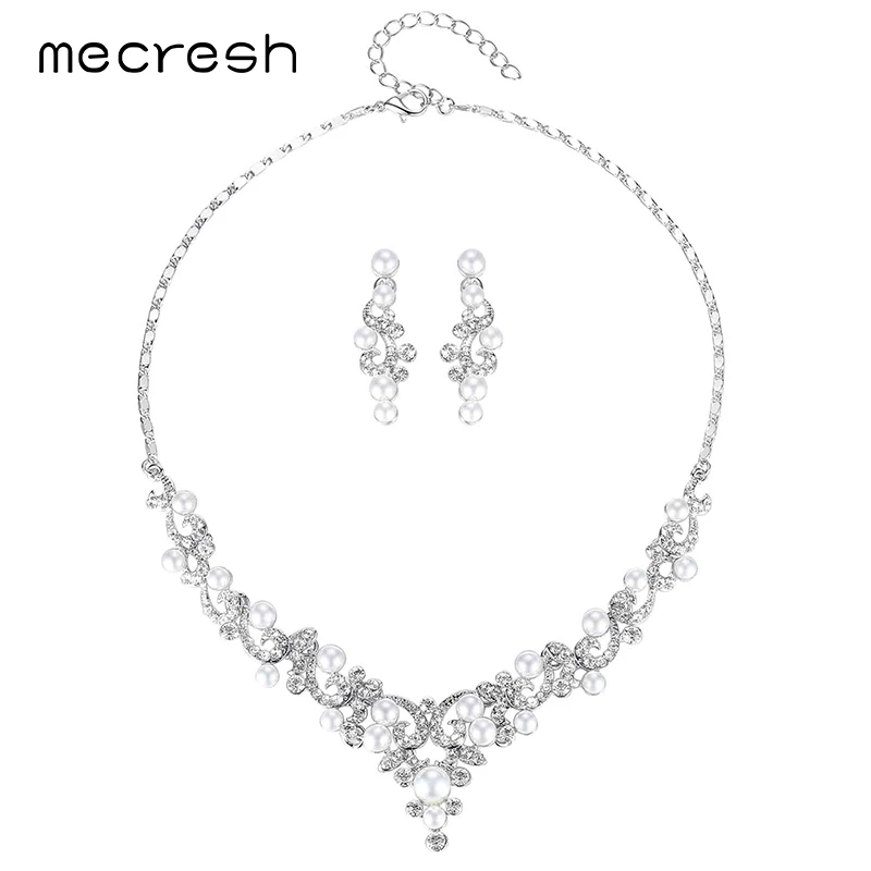Mecresh модный искусственный жемчуг свадебные ювелирные наборы завод комплекты