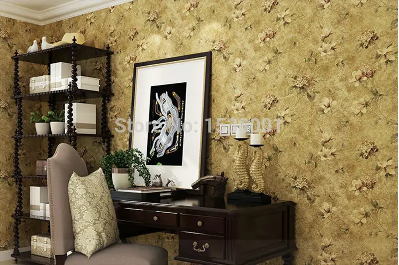 Retro Idyllic Nural Non-woven Wallpaper Emboss Flower Best Choice For Study Room Bedroom 3d wall panels modern celloph | Обустройство